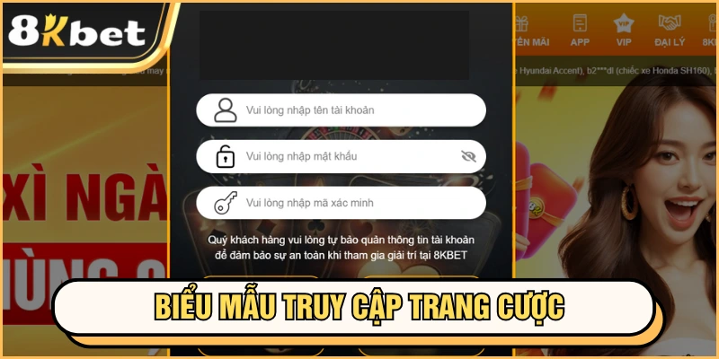Đăng nhập 8kbet 2 Biểu mẫu truy cập trang cược